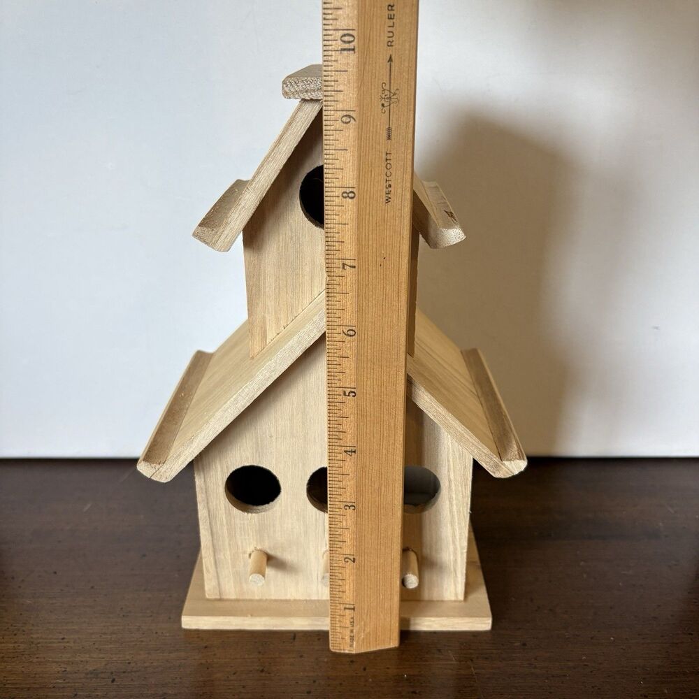 Wooden Birdhouse Unpainted Project Piece 6x5x9.5